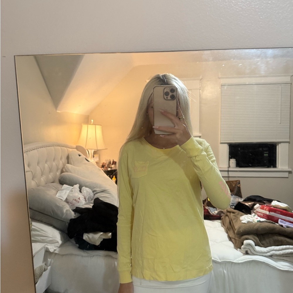 Vineyard Vines Light Yellow Long Sleeve Blouse